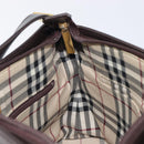 BURBERRY Shoulder Bag Leather Dark Brown Gold Auth 208812A-18