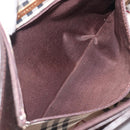 BURBERRY Shoulder Bag Leather Dark Brown Gold Auth 208812A-21