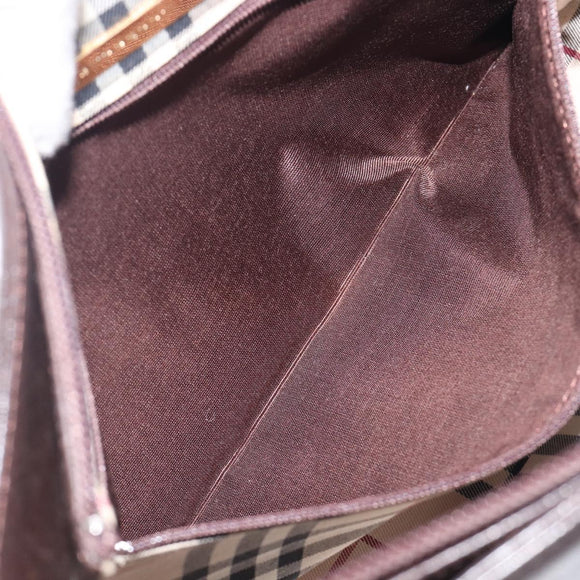 BURBERRY Shoulder Bag Leather Dark Brown Gold Auth 208812A