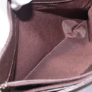 BURBERRY Shoulder Bag Leather Dark Brown Gold Auth 208812A-23