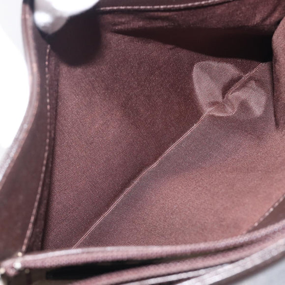 BURBERRY Shoulder Bag Leather Dark Brown Gold Auth 208812A