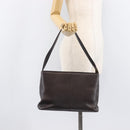 BURBERRY Shoulder Bag Leather Dark Brown Gold Auth 208812A-24
