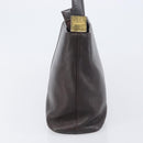 BURBERRY Shoulder Bag Leather Dark Brown Gold Auth 208812A-4