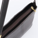 BURBERRY Shoulder Bag Leather Dark Brown Gold Auth 208812A-6