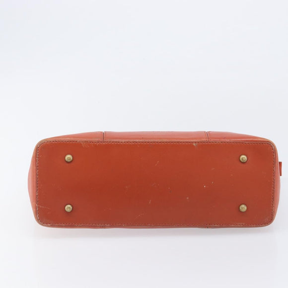 BURBERRY Hand Bag Leather Orange Gold Auth 208813