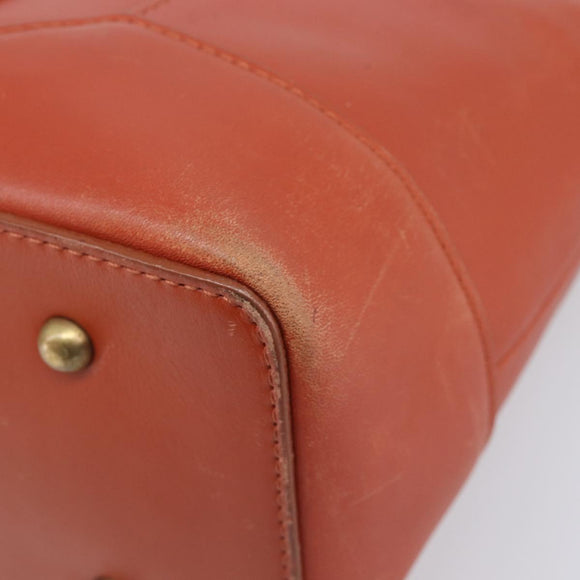 BURBERRY Hand Bag Leather Orange Gold Auth 208813
