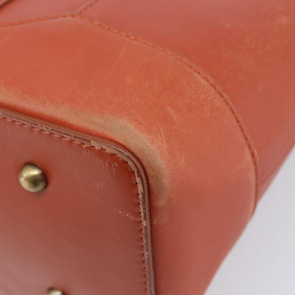 BURBERRY Hand Bag Leather Orange Gold Auth 208813