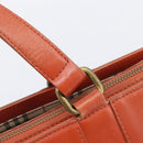 BURBERRY Hand Bag Leather Orange Gold Auth 208813-19