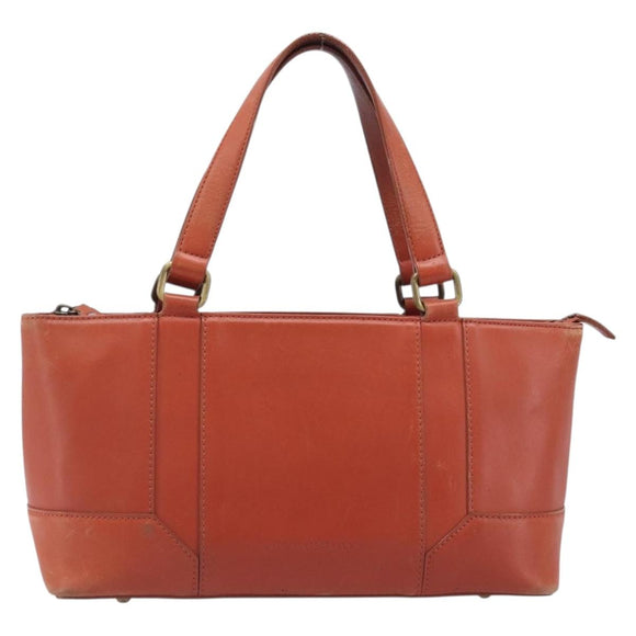 BURBERRY Hand Bag Leather Orange Gold Auth 208813