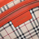 BURBERRY Hand Bag Leather Orange Gold Auth 208813-21