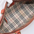 BURBERRY Hand Bag Leather Orange Gold Auth 208813-12