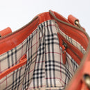 BURBERRY Hand Bag Leather Orange Gold Auth 208813-23