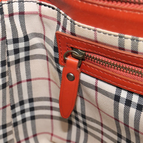 BURBERRY Hand Bag Leather Orange Gold Auth 208813