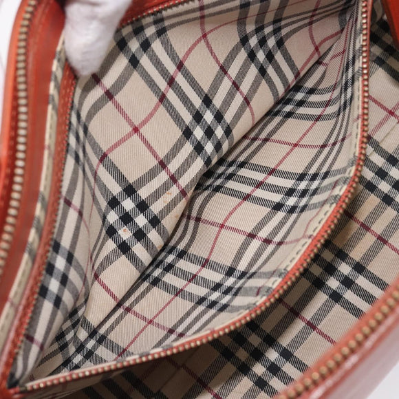 BURBERRY Hand Bag Leather Orange Gold Auth 208813