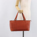 BURBERRY Hand Bag Leather Orange Gold Auth 208813-27