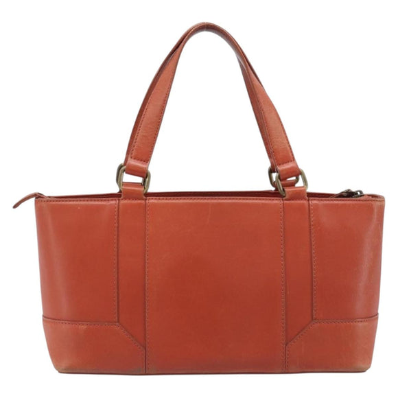 BURBERRY Hand Bag Leather Orange Gold Auth 208813