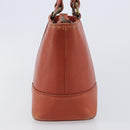 BURBERRY Hand Bag Leather Orange Gold Auth 208813-3