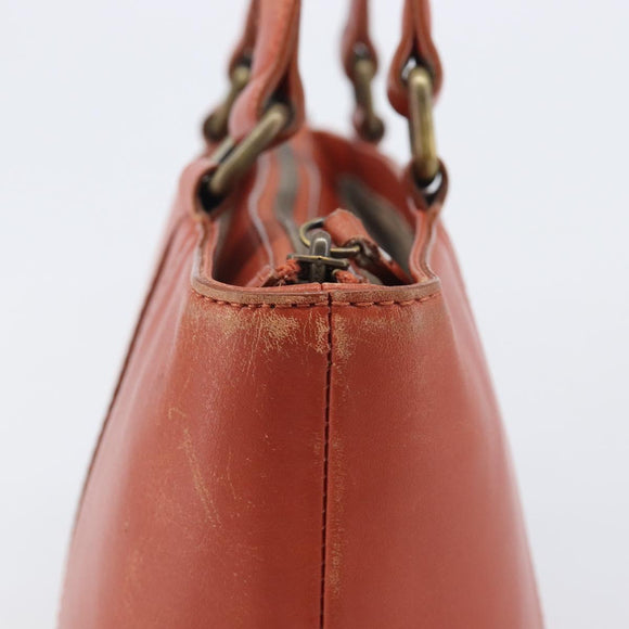 BURBERRY Hand Bag Leather Orange Gold Auth 208813