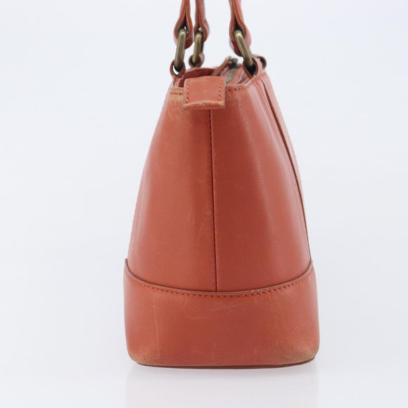 BURBERRY Hand Bag Leather Orange Gold Auth 208813
