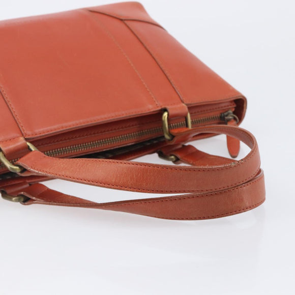 BURBERRY Hand Bag Leather Orange Gold Auth 208813