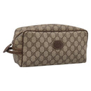 GUCCI GG Supreme Clutch Bag PVC Beige Gold Auth 208816-1