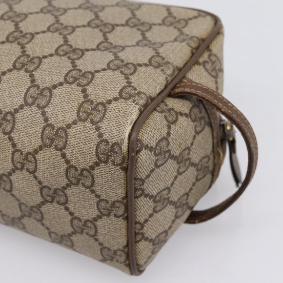 GUCCI GG Supreme Clutch Bag PVC Beige Gold Auth 208816