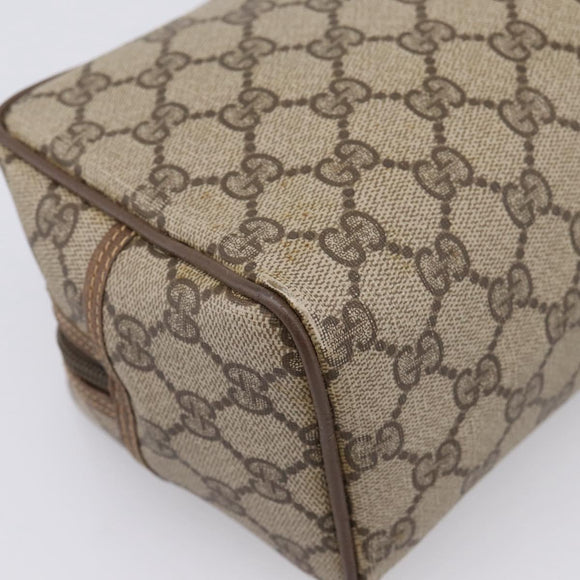 GUCCI GG Supreme Clutch Bag PVC Beige Gold Auth 208816