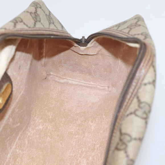 GUCCI GG Supreme Clutch Bag PVC Beige Gold Auth 208816