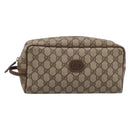 GUCCI GG Supreme Clutch Bag PVC Beige Gold Auth 208816-2