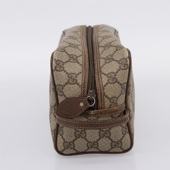GUCCI GG Supreme Clutch Bag PVC Beige Gold Auth 208816