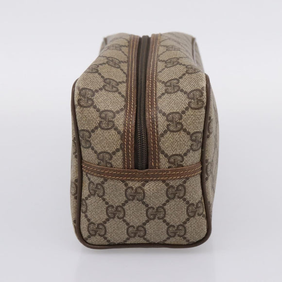 GUCCI GG Supreme Clutch Bag PVC Beige Gold Auth 208816
