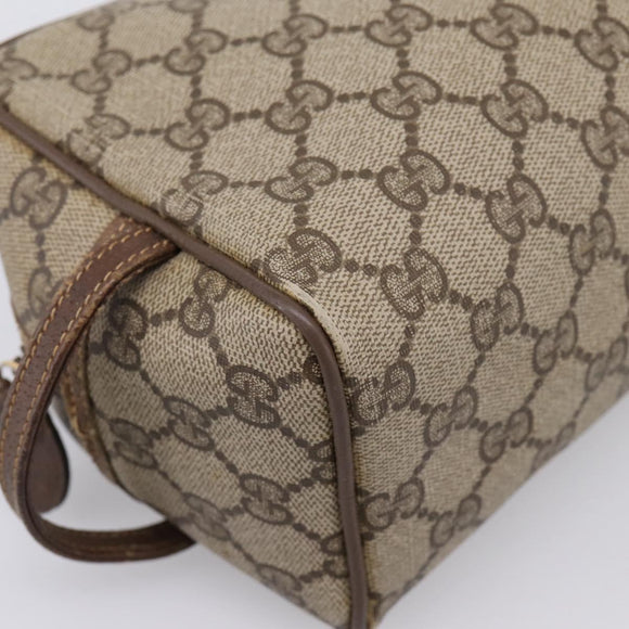 GUCCI GG Supreme Clutch Bag PVC Beige Gold Auth 208816