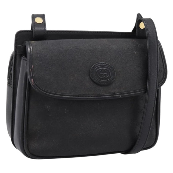 GUCCI Micro GG Supreme Shoulder Bag PVC Black Gold 007 23 0114 Auth 208817