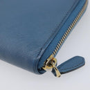 PRADA Long Wallet Safiano Leather Blue Gold Auth 208819A-16