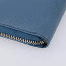 PRADA Long Wallet Safiano Leather Blue Gold Auth 208819A-17