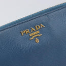 PRADA Long Wallet Safiano Leather Blue Gold Auth 208819A-18