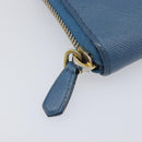 PRADA Long Wallet Safiano Leather Blue Gold Auth 208819A-19