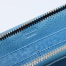 PRADA Long Wallet Safiano Leather Blue Gold Auth 208819A-20