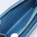 PRADA Long Wallet Safiano Leather Blue Gold Auth 208819A-22