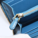 PRADA Long Wallet Safiano Leather Blue Gold Auth 208819A-23
