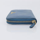 PRADA Long Wallet Safiano Leather Blue Gold Auth 208819A-4