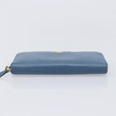 PRADA Long Wallet Safiano Leather Blue Gold Auth 208819A-7