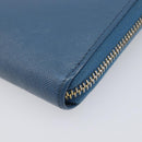 PRADA Long Wallet Safiano Leather Blue Gold Auth 208819A-14