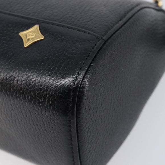 MCM Chain Shoulder Bag Leather Black Gold Auth 208820