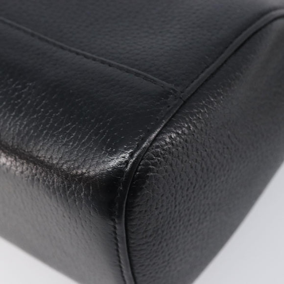 MCM Chain Shoulder Bag Leather Black Gold Auth 208820