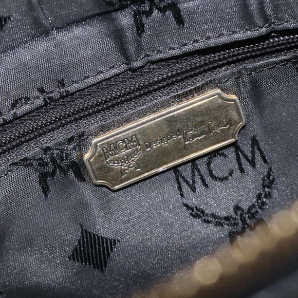 MCM Chain Shoulder Bag Leather Black Gold Auth 208820