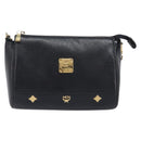 MCM Chain Shoulder Bag Leather Black Gold Auth 208820-2