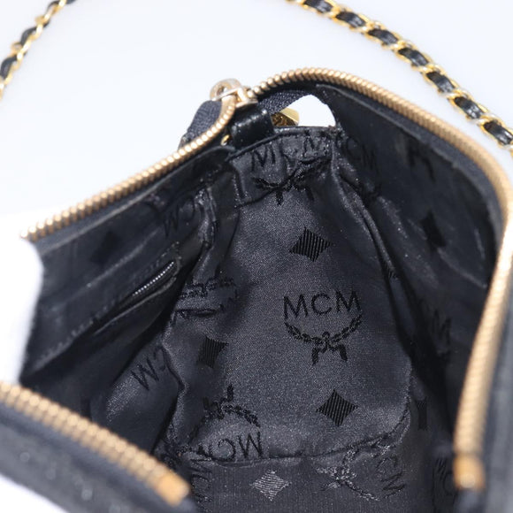 MCM Chain Shoulder Bag Leather Black Gold Auth 208820