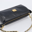 MCM Chain Shoulder Bag Leather Black Gold Auth 208820-6