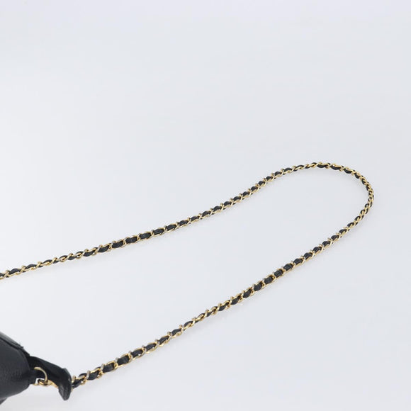 MCM Chain Shoulder Bag Leather Black Gold Auth 208820